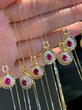 Load image into Gallery viewer, LUOWEND 18K Yellow Gold Real Natural Ruby Necklace for Women
