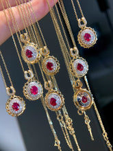 Load image into Gallery viewer, LUOWEND 18K Yellow Gold Real Natural Ruby Necklace for Women
