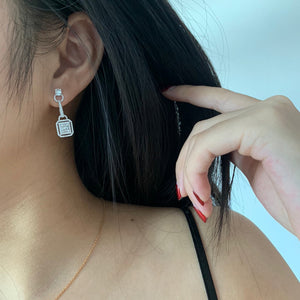LUOWEND 18K White Gold Real Natural Diamond Drop Earrings for Women