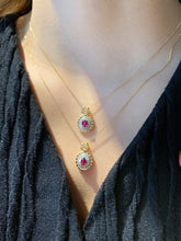 Load image into Gallery viewer, LUOWEND 18K Yellow Gold Real Natural Ruby Necklace for Women
