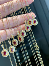 Load image into Gallery viewer, LUOWEND 18K Yellow Gold Real Natural Diamond and Ruby Necklace for Women
