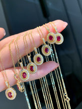 Load image into Gallery viewer, LUOWEND 18K Yellow Gold Real Natural Diamond and Ruby Necklace for Women
