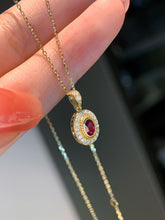 Load image into Gallery viewer, LUOWEND 18K Yellow Gold Real Natural Diamond and Ruby Necklace for Women
