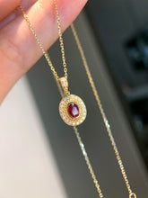 Load image into Gallery viewer, LUOWEND 18K Yellow Gold Real Natural Diamond and Ruby Necklace for Women
