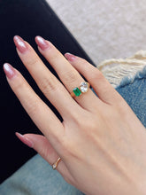 Load image into Gallery viewer, LUOWEND 18K Yellow Gold Natural Emerald Ring for Women
