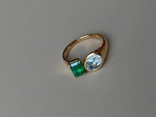 Load image into Gallery viewer, LUOWEND 18K Yellow Gold Natural Emerald Ring for Women
