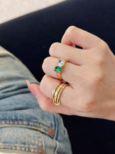 Load image into Gallery viewer, LUOWEND 18K Yellow Gold Natural Emerald Ring for Women

