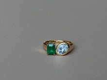 Load image into Gallery viewer, LUOWEND 18K Yellow Gold Natural Emerald Ring for Women
