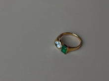 Load image into Gallery viewer, LUOWEND 18K Yellow Gold Natural Emerald Ring for Women
