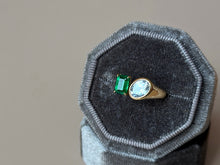 Load image into Gallery viewer, LUOWEND 18K Yellow Gold Natural Emerald Ring for Women

