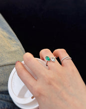 Load image into Gallery viewer, LUOWEND 18K White Gold Natural Emerald Ring for Women
