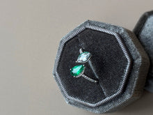 Load image into Gallery viewer, LUOWEND 18K White Gold Natural Emerald Ring for Women
