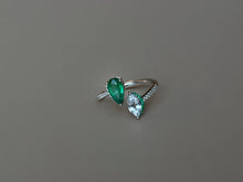 Load image into Gallery viewer, LUOWEND 18K White Gold Natural Emerald Ring for Women
