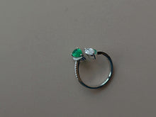 Load image into Gallery viewer, LUOWEND 18K White Gold Natural Emerald Ring for Women
