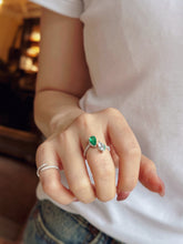 Load image into Gallery viewer, LUOWEND 18K White Gold Natural Emerald Ring for Women
