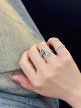 Load image into Gallery viewer, LUOWEND 18K White Gold Natural Emerald Ring for Women
