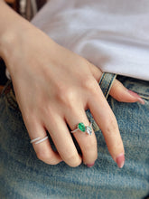 Load image into Gallery viewer, LUOWEND 18K White Gold Natural Emerald Ring for Women
