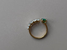 Load image into Gallery viewer, LUOWEND 18K Yellow Gold Natural Emerald Ring for Women
