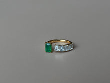 Load image into Gallery viewer, LUOWEND 18K Yellow Gold Natural Emerald Ring for Women
