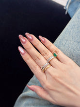 Load image into Gallery viewer, LUOWEND 18K Yellow Gold Natural Emerald Ring for Women
