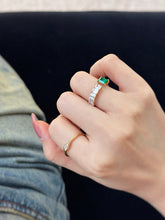 Load image into Gallery viewer, LUOWEND 18K Yellow Gold Natural Emerald Ring for Women
