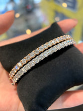 Load image into Gallery viewer, LUOWEND 18K White or Rose Gold Real Natural Diamond Bangle for Women

