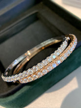Load image into Gallery viewer, LUOWEND 18K White or Rose Gold Real Natural Diamond Bangle for Women
