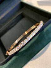 Load image into Gallery viewer, LUOWEND 18K White or Rose Gold Real Natural Diamond Bangle for Women
