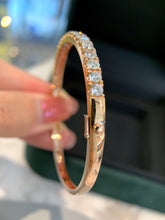 Load image into Gallery viewer, LUOWEND 18K White or Rose Gold Real Natural Diamond Bangle for Women

