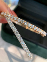 Load image into Gallery viewer, LUOWEND 18K White or Rose Gold Real Natural Diamond Bangle for Women
