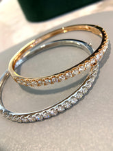 Load image into Gallery viewer, LUOWEND 18K White or Rose Gold Real Natural Diamond Bangle for Women

