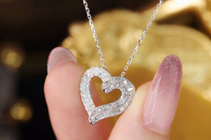 LUOWEND 18K White Gold Real Natural Diamond Pendant Necklace for Women