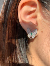 Load image into Gallery viewer, LUOWEND 18K White Gold Real Natural Emerald and Diamond Gemstone Earrings for Women
