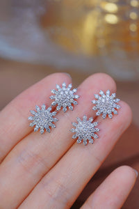 LUOWEND 18K White Gold Real Natural Diamond Stud Earrings for Women