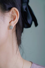 Load image into Gallery viewer, LUOWEND 18K White Gold Real Natural Diamond Stud Earrings for Women
