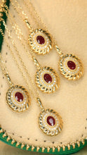Load image into Gallery viewer, LUOWEND 18K Yellow Gold Real Natural Ruby and Diamond Gemstone Necklace for Women
