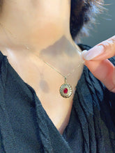 Load image into Gallery viewer, LUOWEND 18K Yellow Gold Real Natural Ruby and Diamond Gemstone Necklace for Women
