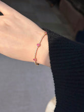 Load image into Gallery viewer, LUOWEND 18K White/Yellow Gold Natural Pink Sapphire Bracelet for Women
