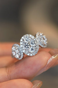 LUOWEND 18K White Gold Real Natural Diamond Ring for Women