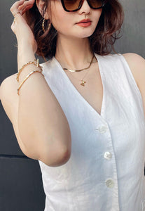 LUOWEND 18K Yellow Gold Necklace for Women