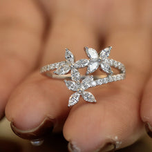 Load image into Gallery viewer, LUOWEND 18K White Gold Real Natural Diamond Ring for Women
