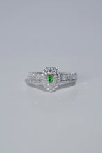 Load image into Gallery viewer, LUOWEND 18K White Gold Natural Green Diamond Ring for Women
