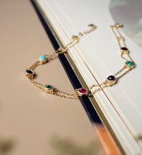 Load image into Gallery viewer, LUOWEND 18K Yellow Gold Natural Gemstone Bracelet for Women
