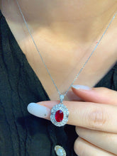 Load image into Gallery viewer, LUOWEND 18K White Gold Real Natural Ruby Necklace for Women
