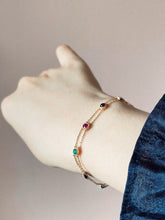 Load image into Gallery viewer, LUOWEND 18K Yellow Gold Natural Gemstone Bracelet for Women
