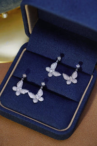 LUOWEND 18K White Gold Real Natural Diamond Drop Earrings for Women
