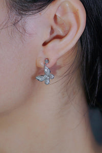 LUOWEND 18K White Gold Real Natural Diamond Drop Earrings for Women