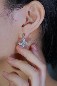 LUOWEND 18K White Gold Real Natural Diamond Drop Earrings for Women