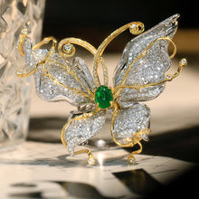 Load image into Gallery viewer, LUOWEND 18K White and Yellow Gold Real Natural Emerald and Diamond Necklace for Women
