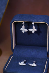 LUOWEND 18K White Gold Real Natural Diamond Drop Earrings for Women